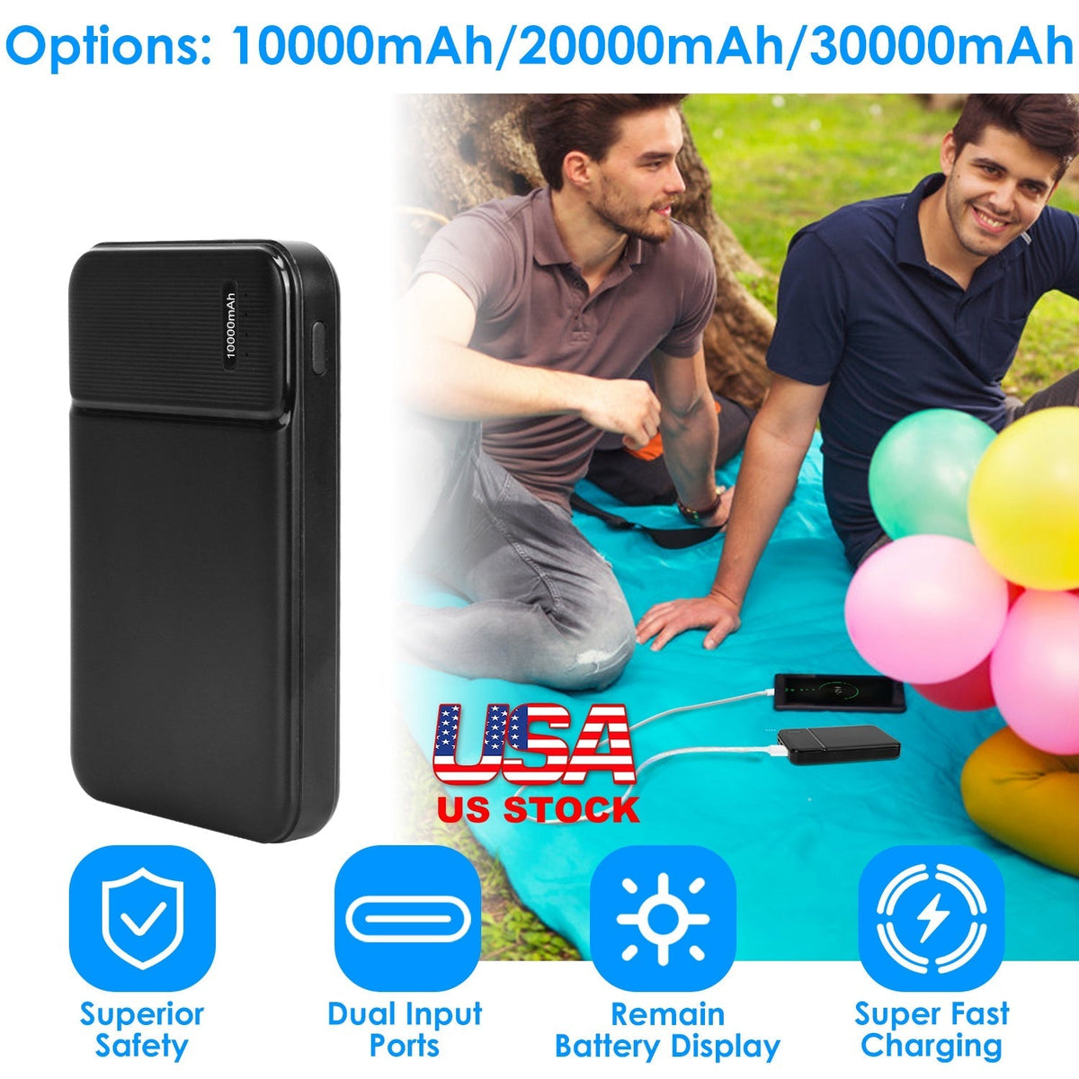 10000mAh Fast Charging Power Bank PD18W Fast Charger Portable Phone Charger with 1 USB Cable Fit For IOS Phone 15 14 13 And More
