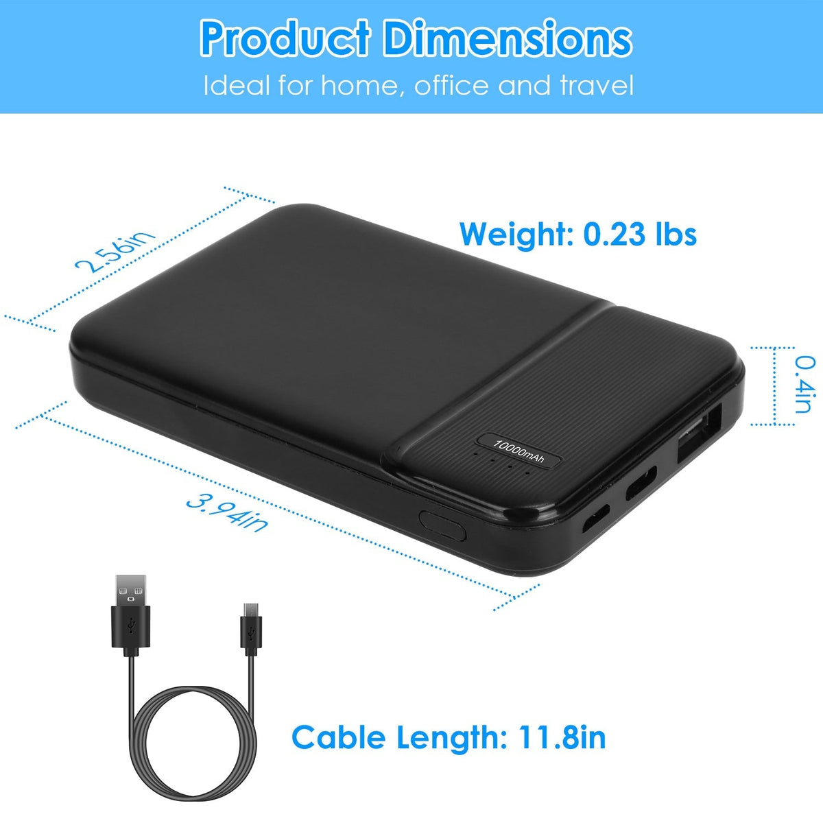 10000mAh Fast Charging Power Bank PD18W Fast Charger Portable Phone Charger with 1 USB Cable Fit For IOS Phone 15 14 13 And More