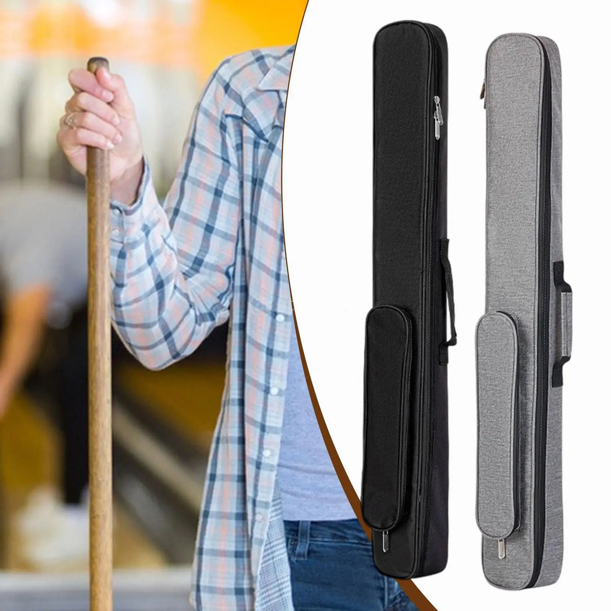 Billiards Pool Cue Case with Handle Storage Pouch for Club Traveling Outdoor,Portable Container Carrying for 2 Butts and 2 Shaft
