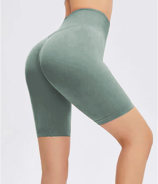 European and American Style Peach Hip Fitness Shorts Women's Sports Tight Hip Lifting Pants High Waist Seamless Yoga Shorts