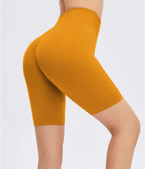 European and American Style Peach Hip Fitness Shorts Women's Sports Tight Hip Lifting Pants High Waist Seamless Yoga Shorts