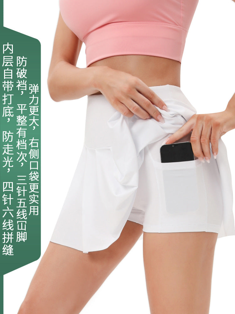 Sun Protection and Anti-Exposure Running Sports Skirt Quick-Drying Fitness Yoga Tennis Skirt Pleated Badminton Golf Skirt