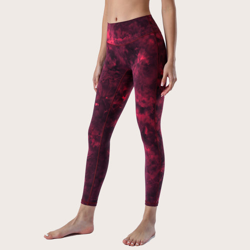 2023 Spring and Summer New Naked Yoga Pants Women's No Embarrassment Line High Waist Hip-lift Tie-dye Yoga Fitness Cropped Pants