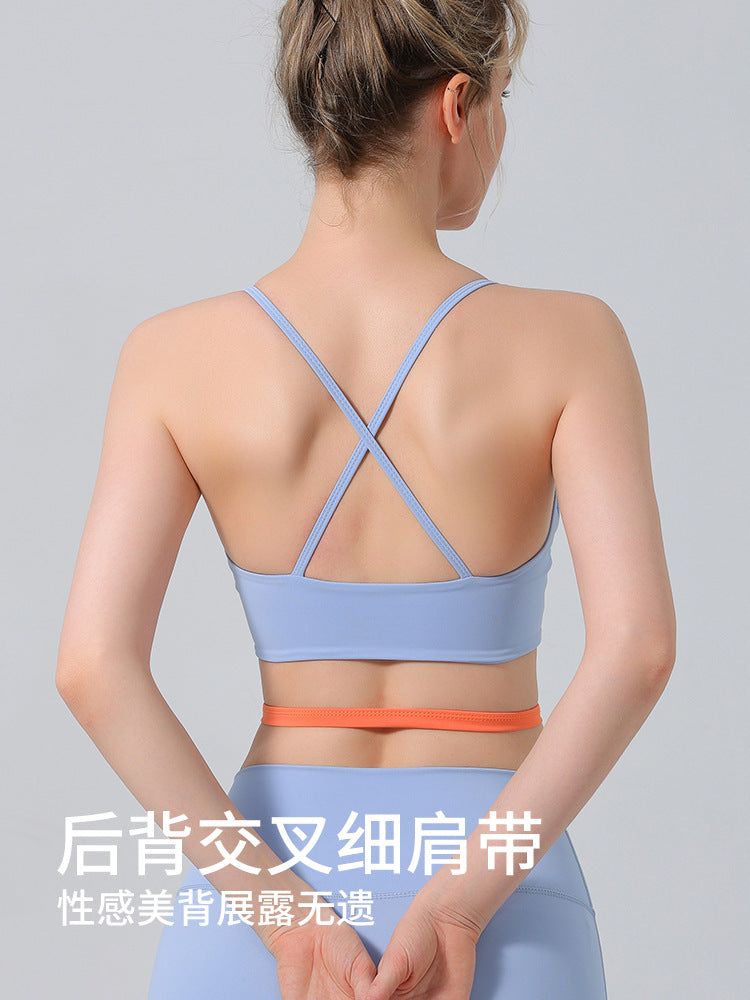 European and American Cross-Border Fashion Sports Bra Shock-Proof Underwear with Chest Pads Beauty Vest Yoga Clothing Set Women's Fitness Pants