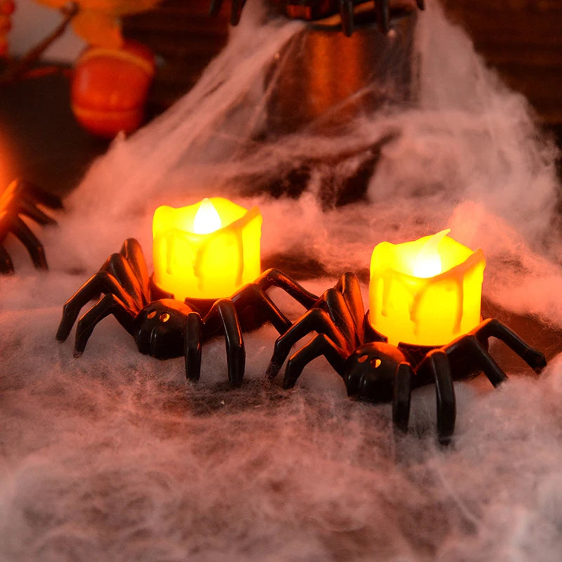 1~10PCS Halloween Decorations LED Candle Light Plastic Spider Pumpkin Lamp for Home Bar Haunted House Halloween Party Decor
