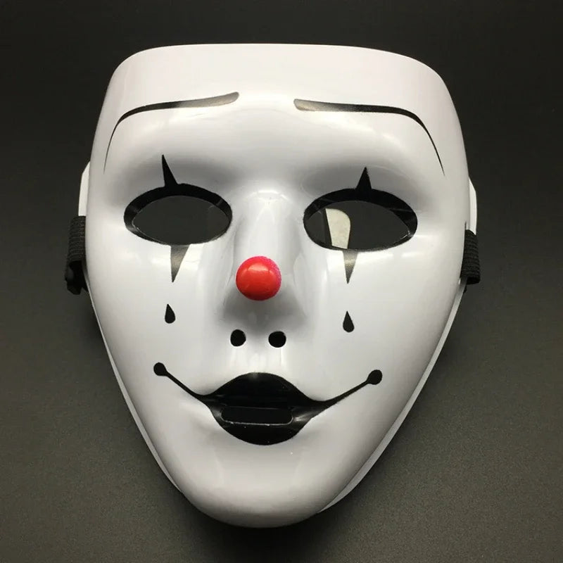 Halloween Props Masquerade Performance Full Face Mask Hand-painted White Street Dance Adult Eye Mask Death Clown Black Gold