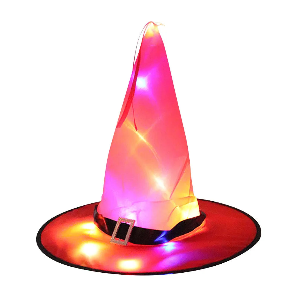 Halloween LED Luminous Witch Hat Glowing Witches Hat for Halloween Party Outdoor Yard Decor Glow In Dark Halloween Props Cosplay