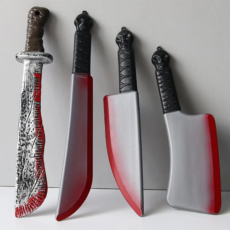 Halloween Decoration Faked Bloody Sharp Knife Props Horror Cosplay Plastic Toy Simulation Knife Halloween Party Supplies