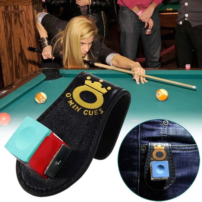 Professional Pool Billiards Accessories Leather Magnetic Billiard Chalk Holder Portable Chalk Leather Clip Powder Holder Bag