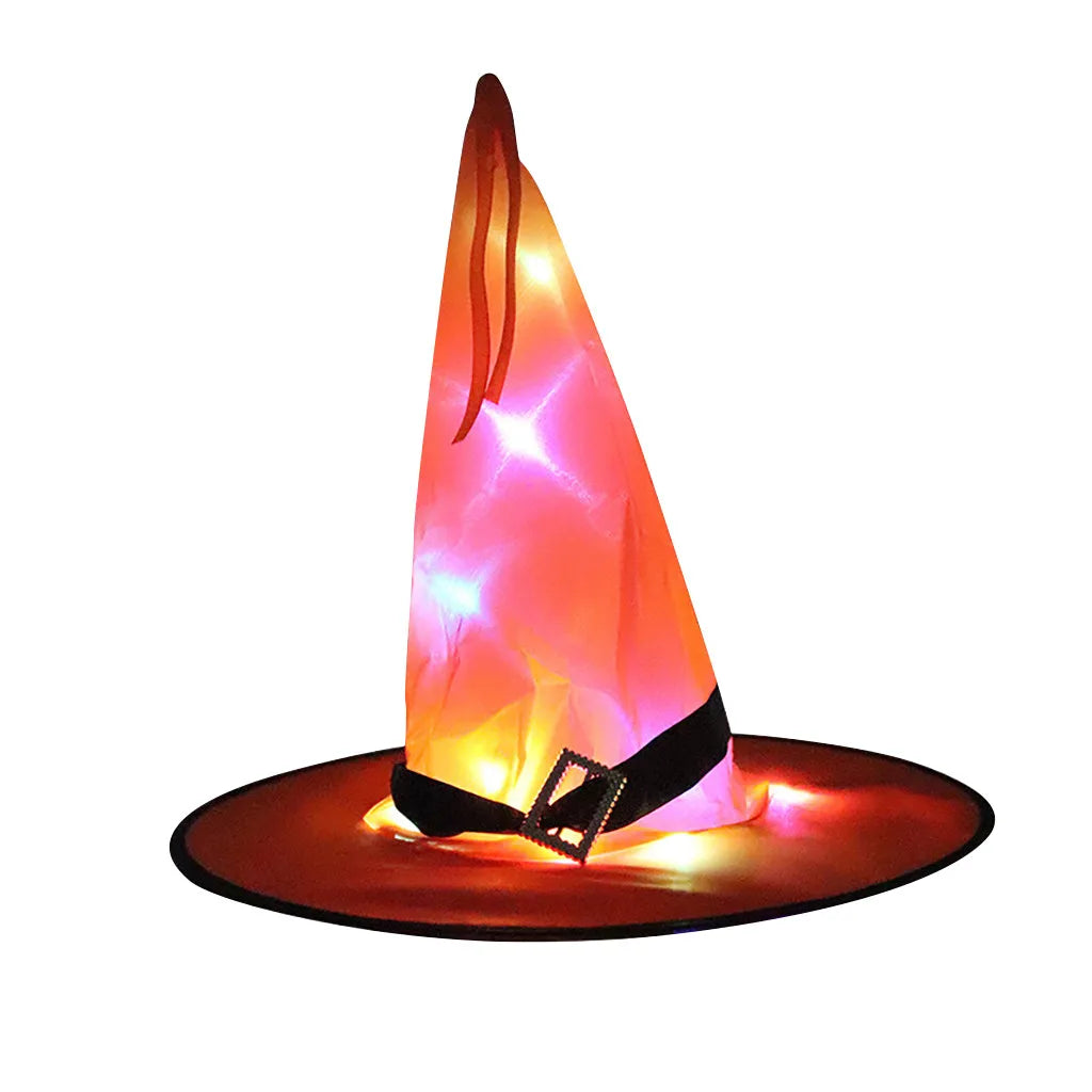 Halloween LED Luminous Witch Hat Glowing Witches Hat for Halloween Party Outdoor Yard Decor Glow In Dark Halloween Props Cosplay