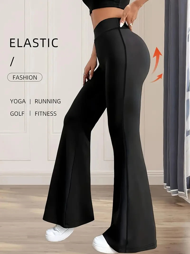 Women Wide-leg Loose Yoga Leggings Pant High Waist Hip Lift Breathable Flared Trousers Outdoor Running Gym Fitness Leggings