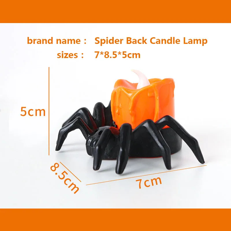 1~10PCS Halloween Decorations LED Candle Light Plastic Spider Pumpkin Lamp for Home Bar Haunted House Halloween Party Decor