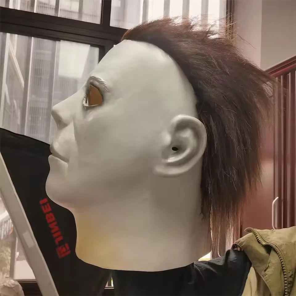 Halloween Mask Michael Myers White Latex Mask Movie Cosplay Rave Party Horror Killer Michael Myers Mask Prank Props Kids Gifts