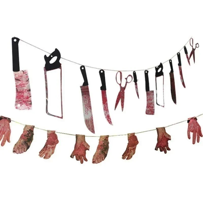 Halloween Decoration Horror House Bloody Weapons Garland Banner Halloween Bar Club Zombie Vampire Party Decorations Supplies