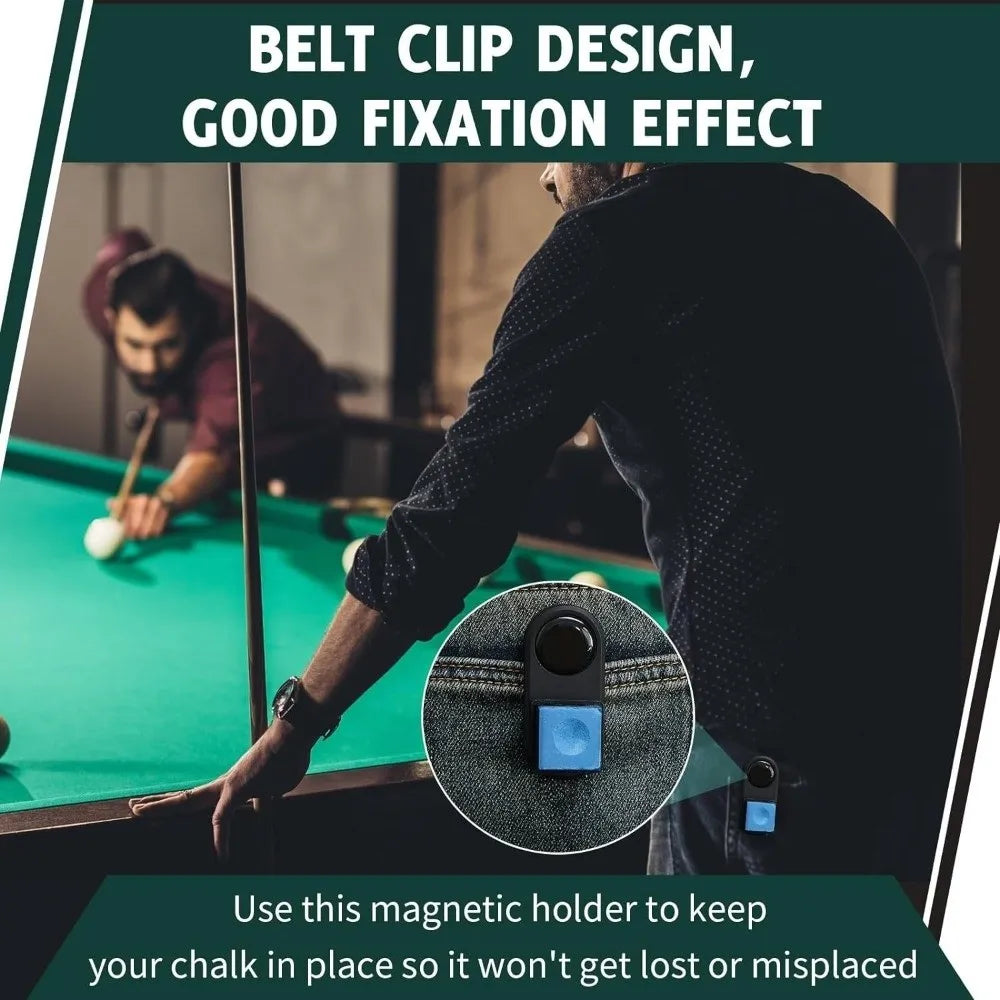 Magnetic Billiard Chalk Holder Leak-Proof Silent Billiard Cue Chalk Case with Clip Pool Cue Chalk Pouch Billiards Accessories