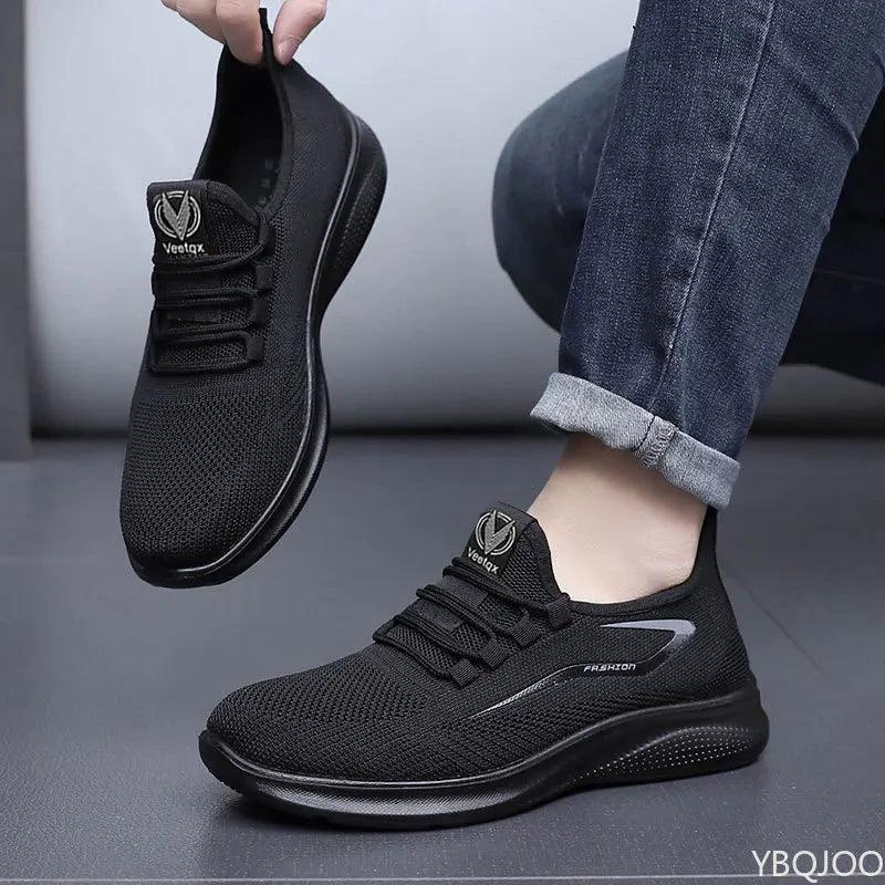 Men's Trendy Flat Bottom shoes Mesh Non Slip Lace Up Casual comfortable Shoes Lightweight Fashion Running Men sneakers