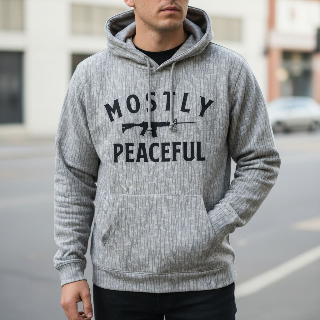 Mostly Peaceful (Black) Lightweight Hoodie