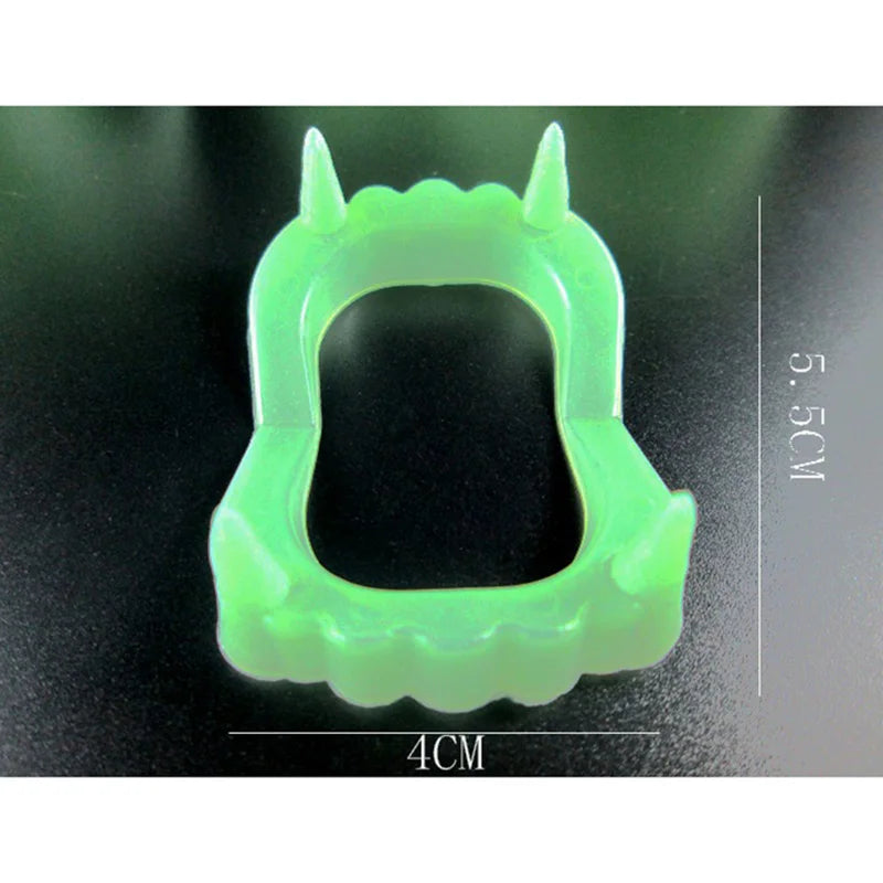5Pcs Halloween Vampire Fake Teeth Glow Luminous Dentures Halloween Party Night Glow Prop Masquerade Cosplay Zombie Teeth