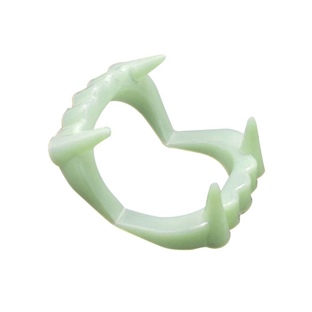 5Pcs Halloween Vampire Fake Teeth Glow Luminous Dentures Halloween Party Night Glow Prop Masquerade Cosplay Zombie Teeth