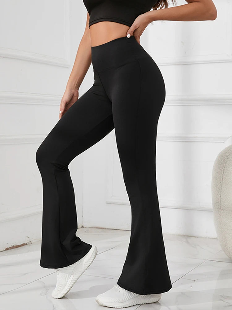 Women Wide-leg Loose Yoga Leggings Pant High Waist Hip Lift Breathable Flared Trousers Outdoor Running Gym Fitness Leggings