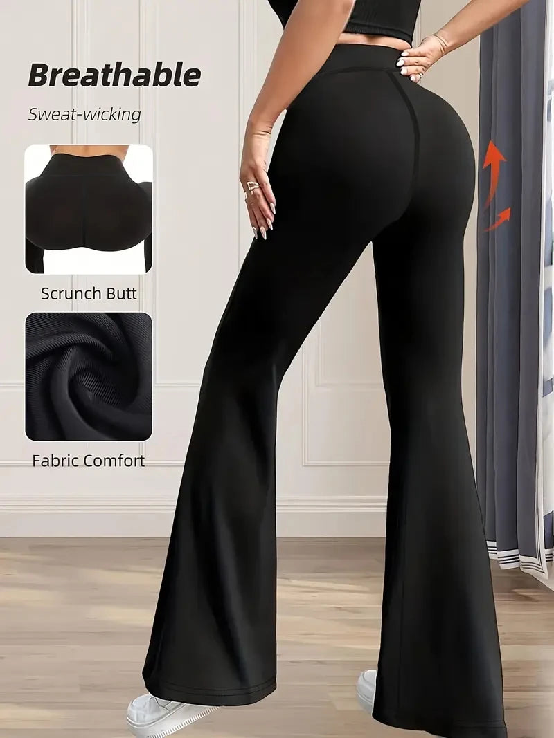 Women Wide-leg Loose Yoga Leggings Pant High Waist Hip Lift Breathable Flared Trousers Outdoor Running Gym Fitness Leggings