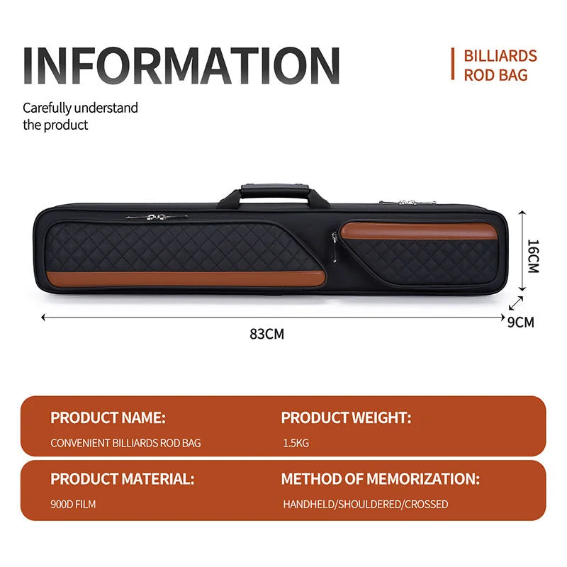 Pool Cue Bag 1 or 2 Cue Capacity Waterproof Oxford Fabric Lightweight Dustproof with Shoulder Strap For Snooker Tournament