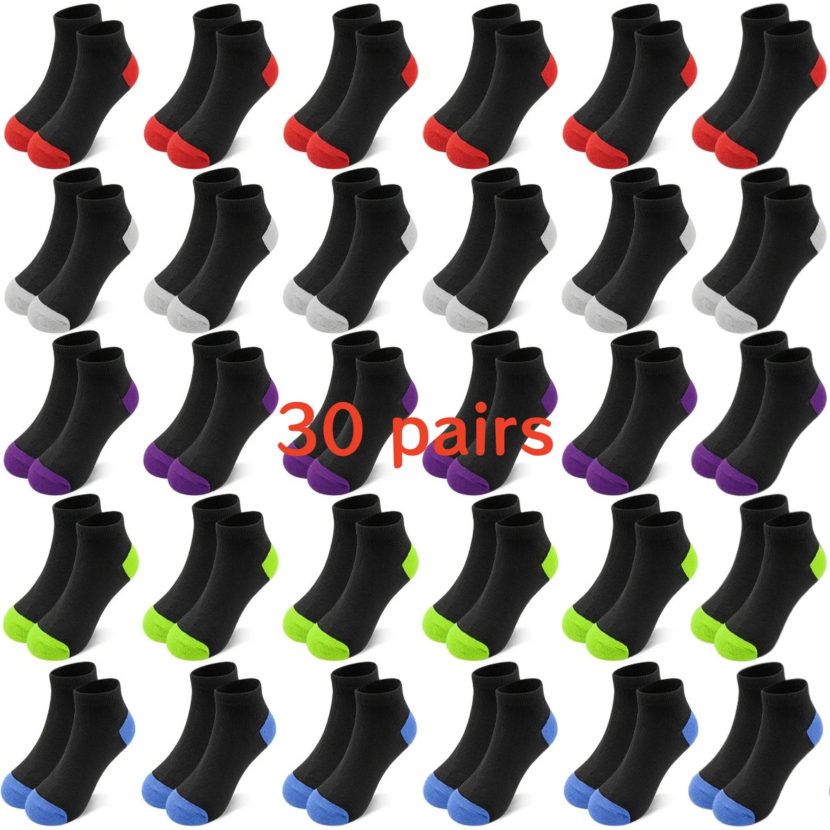 30 pairs of colorful children's socks for ages 1-14, casual and simple, with great elasticity, comfortable and durable