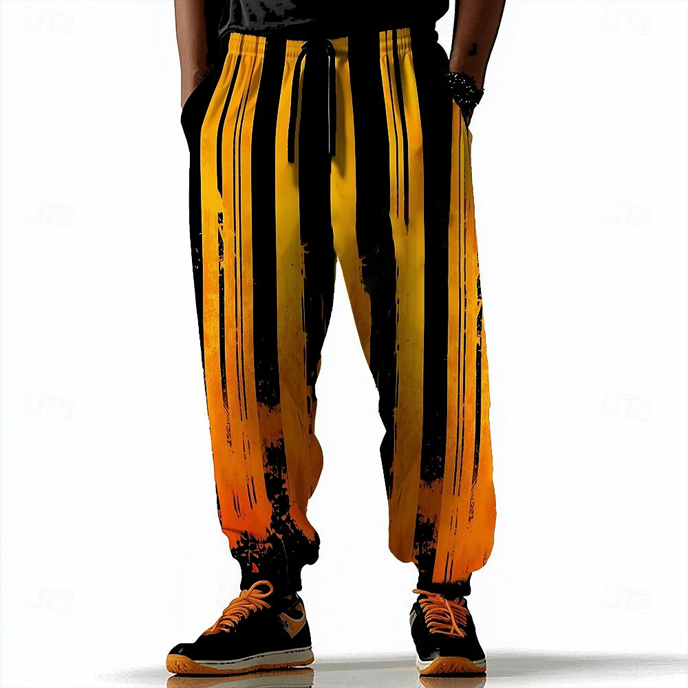 Pumpkin Bat Halloween Costumes Pants Men's Side Pockets Elastic Drawstring Sweatpants Joggers Pants Casual Trousers Fall Winter