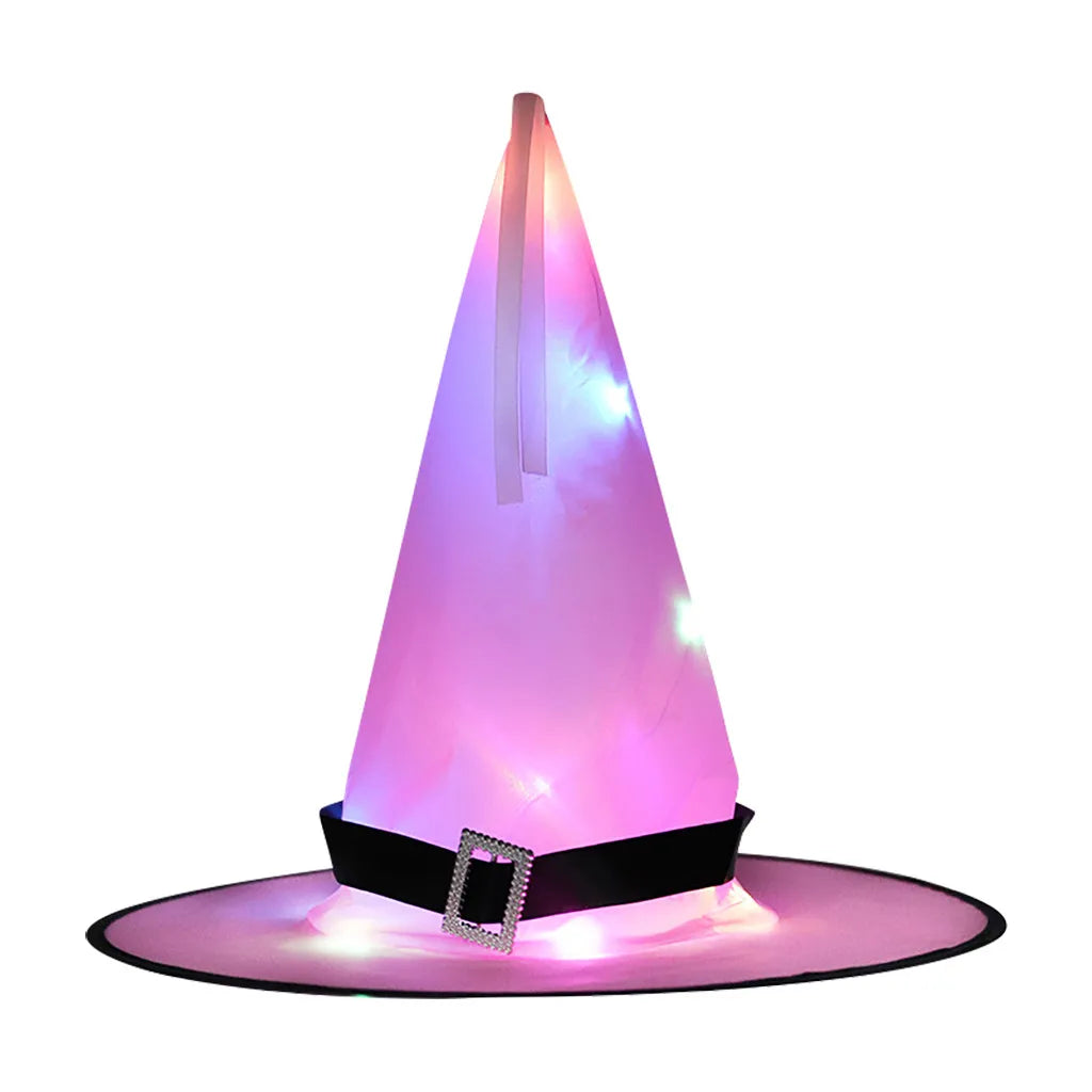 Halloween LED Luminous Witch Hat Glowing Witches Hat for Halloween Party Outdoor Yard Decor Glow In Dark Halloween Props Cosplay