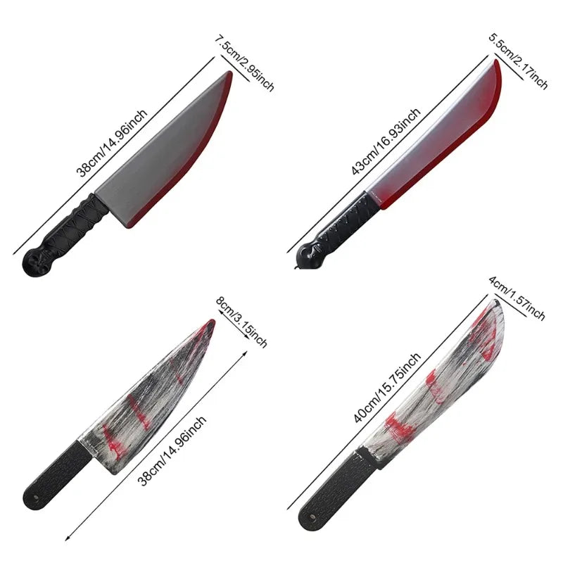 Halloween Decoration Faked Bloody Sharp Knife Props Horror Cosplay Plastic Toy Simulation Knife Halloween Party Supplies
