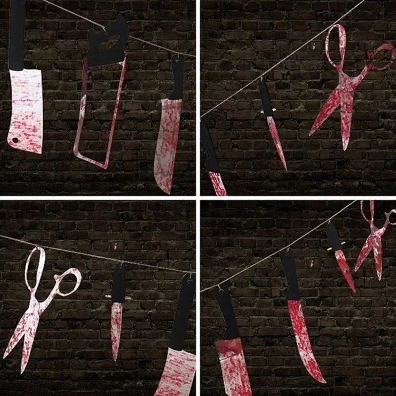Halloween Decoration Horror House Bloody Weapons Garland Banner Halloween Bar Club Zombie Vampire Party Decorations Supplies