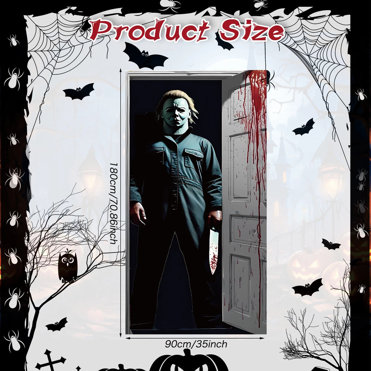 Scary Halloween Door Cover Halloween Door Banner,Door Decor cover classic horror movie character horror-themed birthday parties