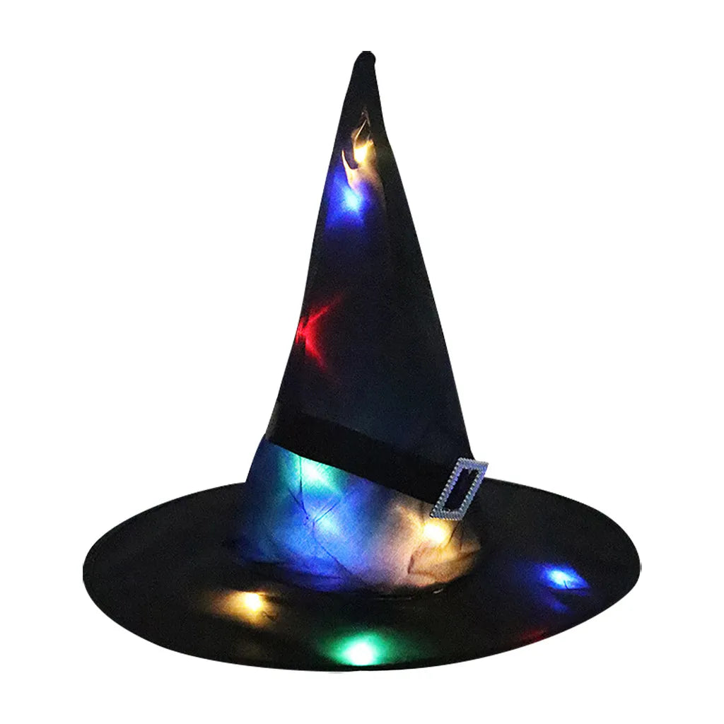 Halloween LED Luminous Witch Hat Glowing Witches Hat for Halloween Party Outdoor Yard Decor Glow In Dark Halloween Props Cosplay