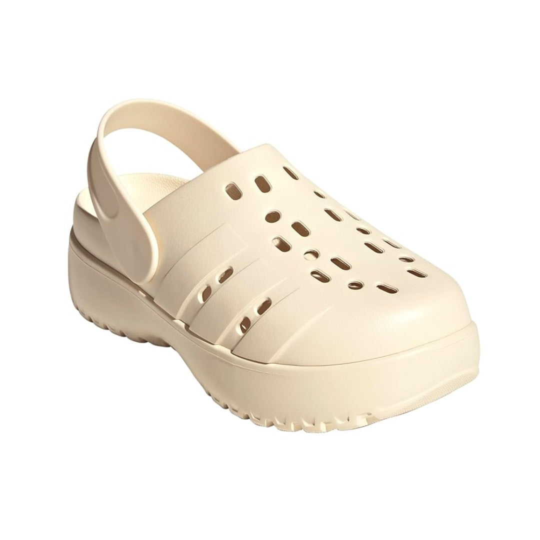 adidas WOMEN'S ADILETTE CLOG PLATFORM SLIDE SANDALS - Wonder White