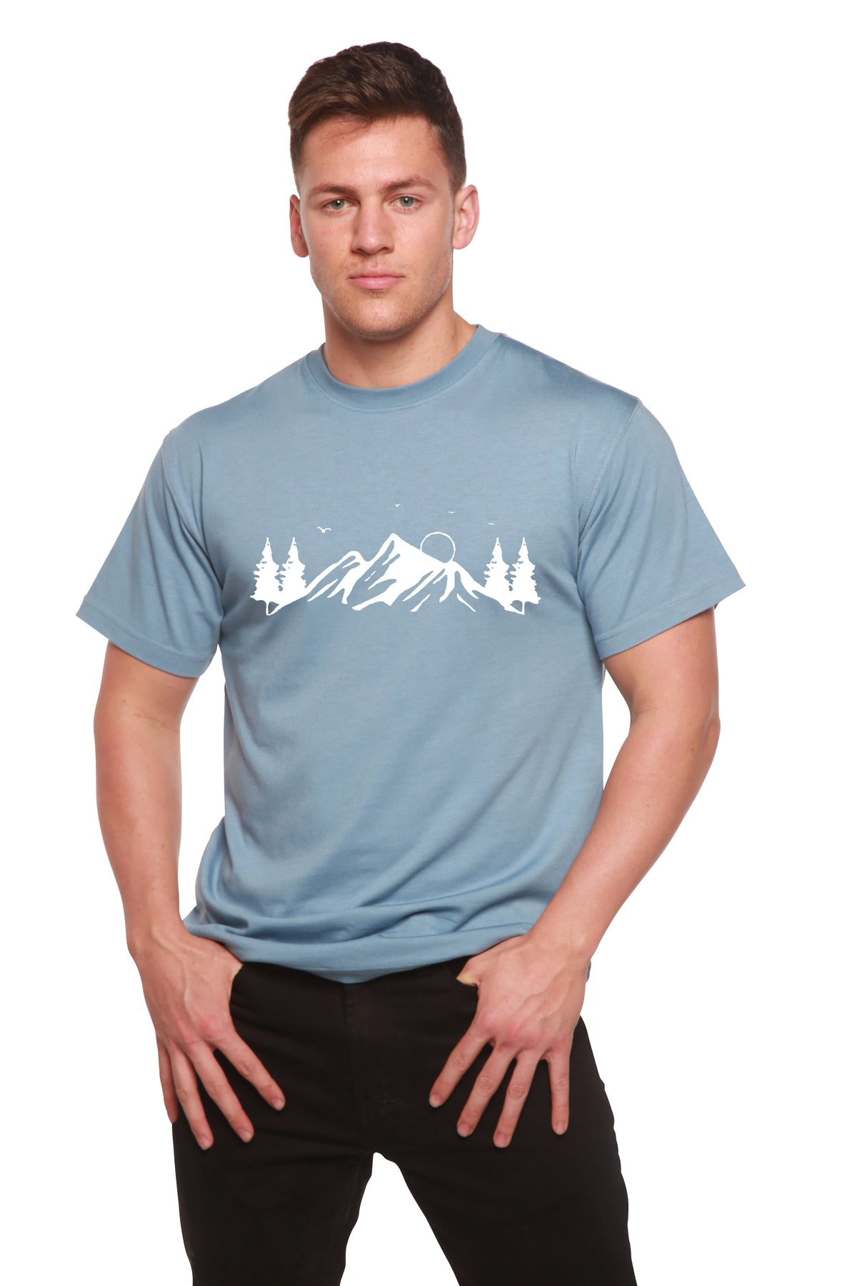 Men's Bamboo Viscose/Organic Cotton Short Sleeve T-Shirt with Print Mauna Kea