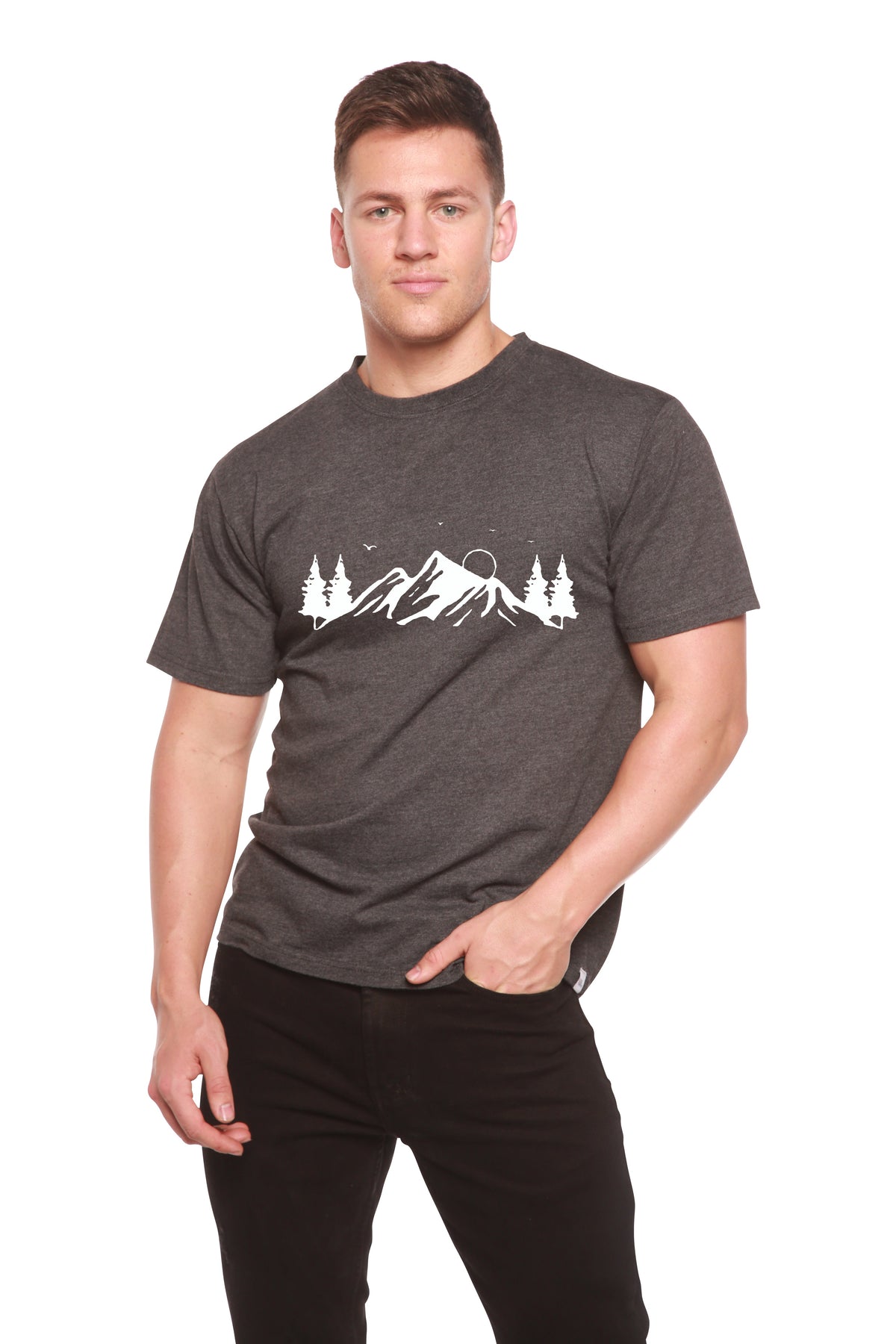 Men's Bamboo Viscose/Organic Cotton Short Sleeve T-Shirt with Print Mauna Kea